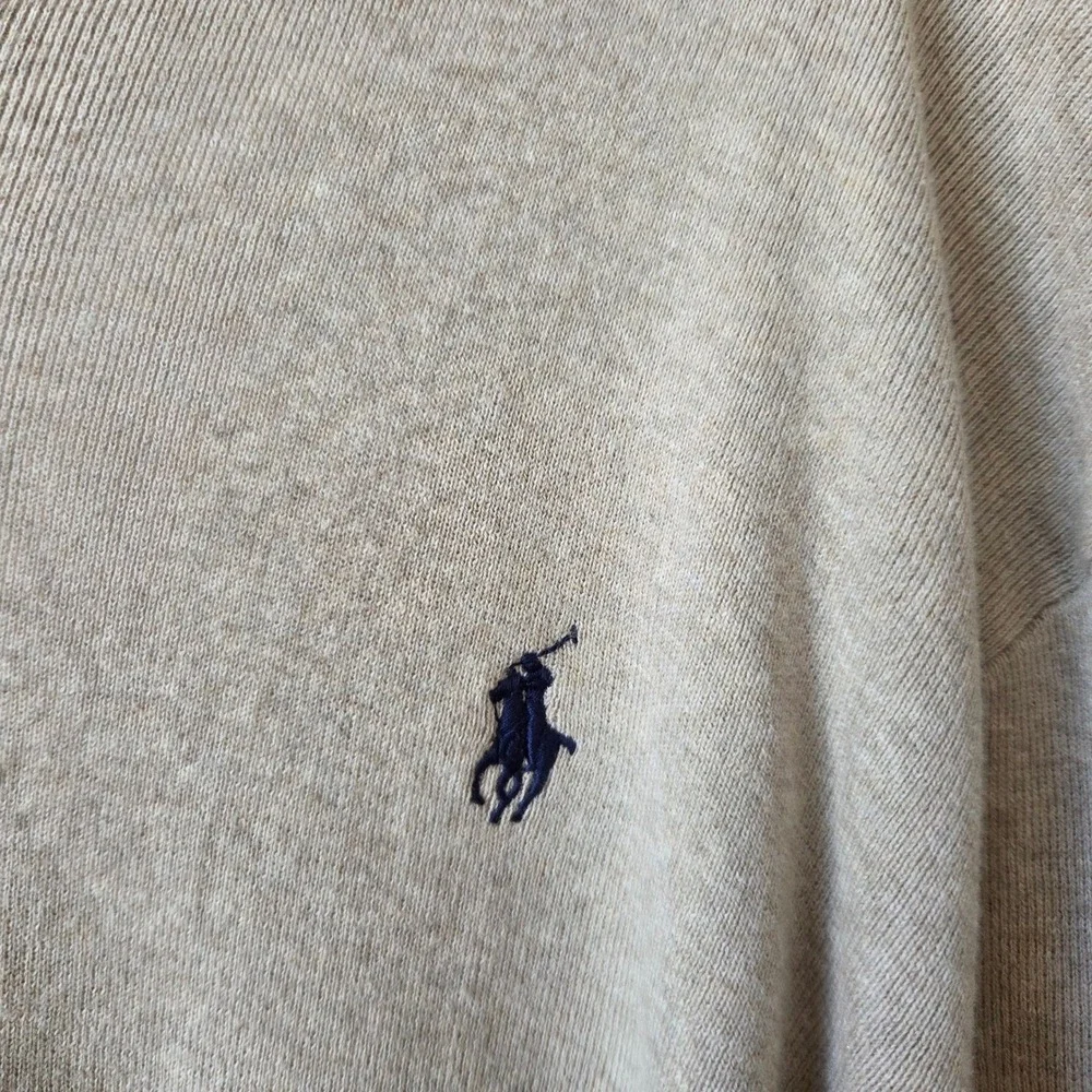 Polo Ralph Lauren Mens Tan Pima Cotton V Neck‎ Long Sleeve Sweater XL READ Desc.